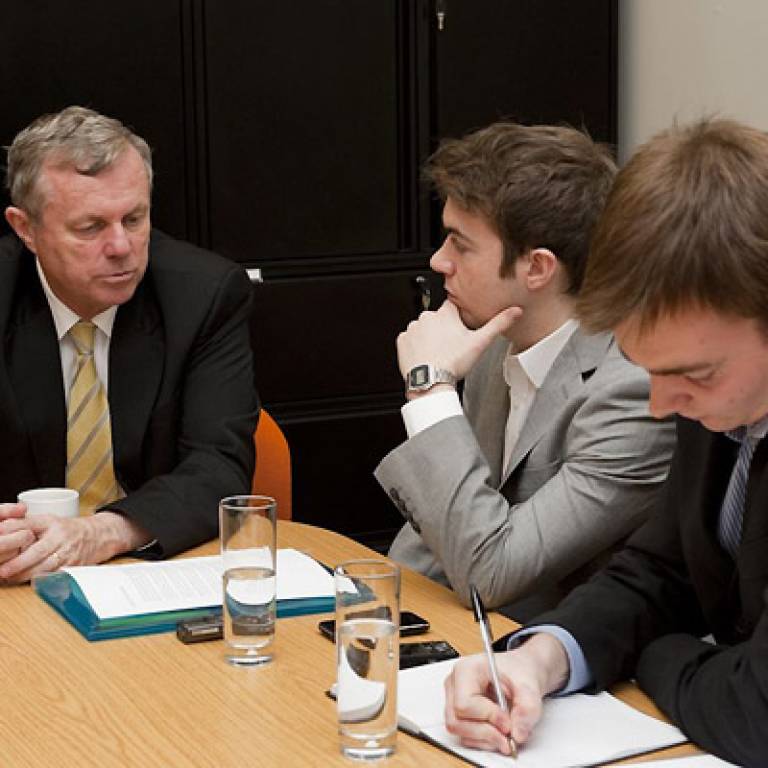 South Australia Premier Mike Rann with student interviewers