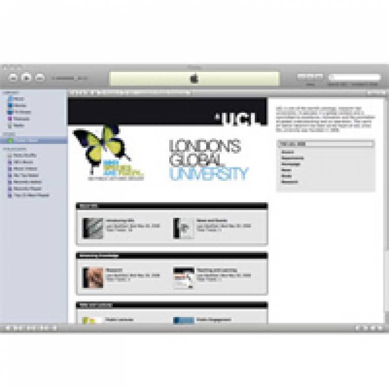 Screen grab of UCL's iTunes U podcast page