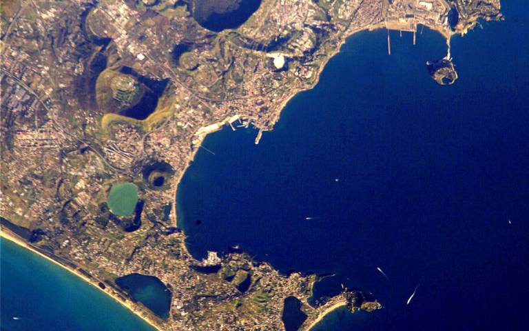 View from space of Pozzuoli and Campi Flegrei - image taken from the International Space Station