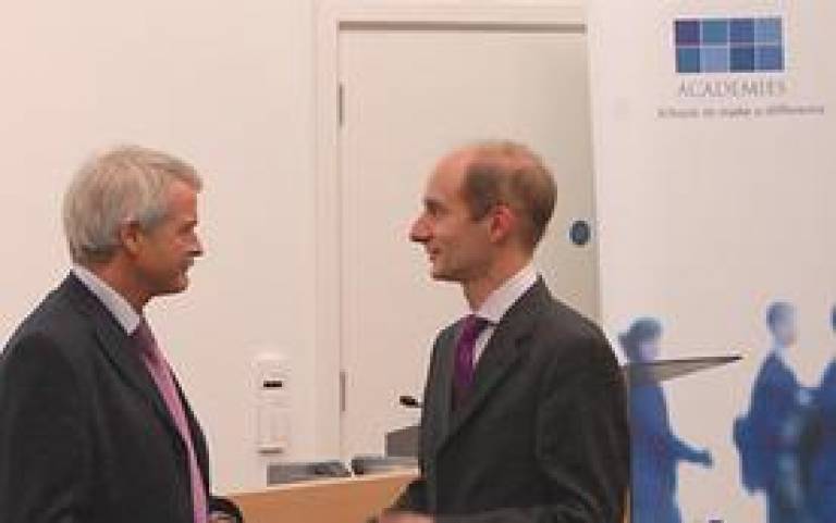 UCL President and Provost Professor Malcolm Grant with Lord Adonis