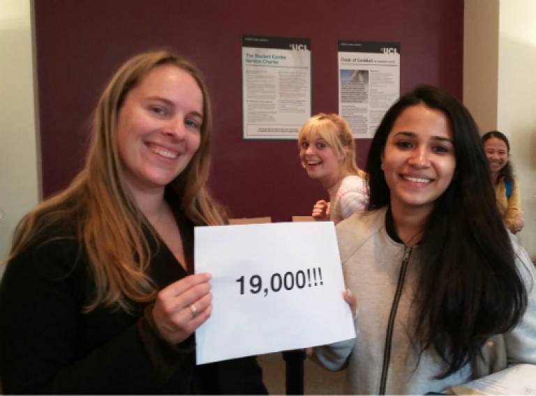 Dr Robyn Hall and Jasmine Kaur who became our 19,000 and 19,001 enrolled UCL students for this academic year.