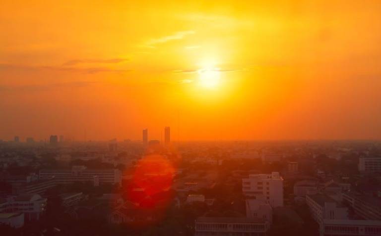 Thailand city view in heatwave summer season high temperature from global warming effect