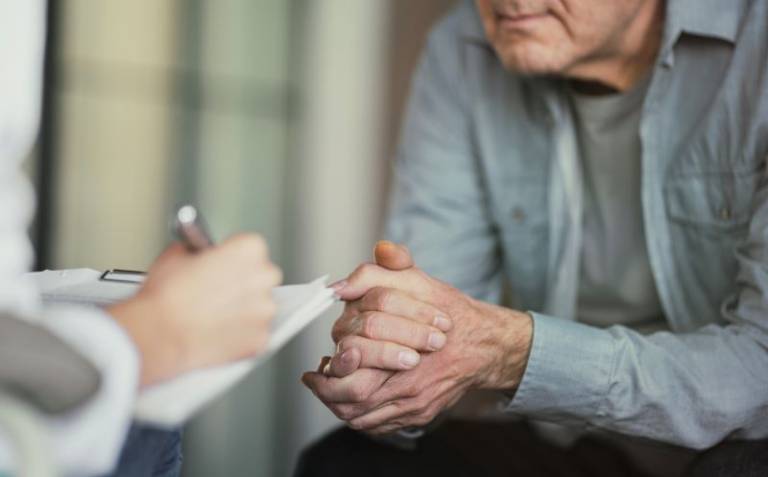 talking therapy with older man