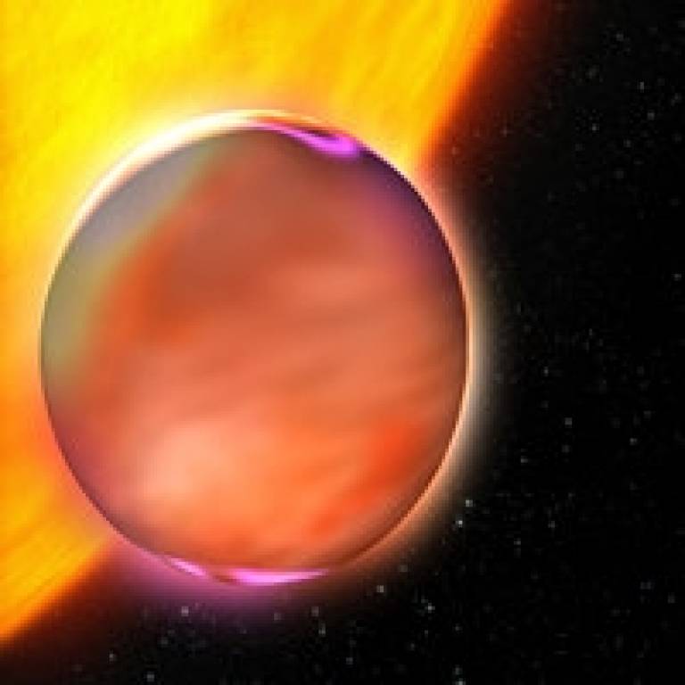 Extrasolar planet HD189733b rises from behind its star. Is there methane on this planet? (Credit: ESA)