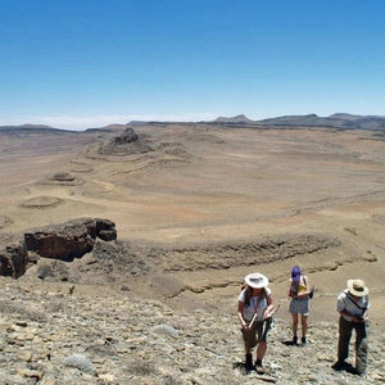 Researchers fossil hunting in Namibia