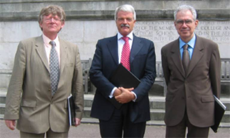Professor Gabriel Ruget, Professor Malcolm Grant and Professor Gilbert Béréziat