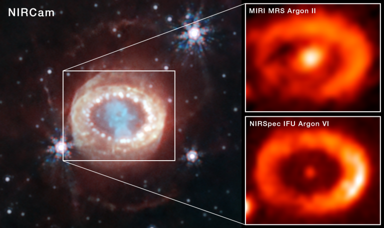 view of the supernova from three James Webb instruments