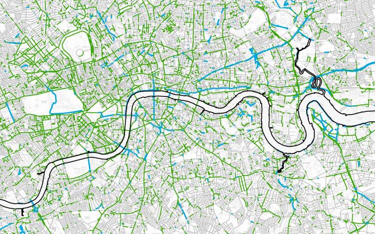 map of potential new cycling lanes in Greater London 