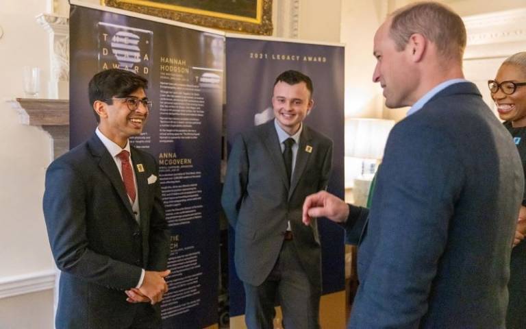 Zubair Junjunia receives the Diana Legacy Award from Prince William