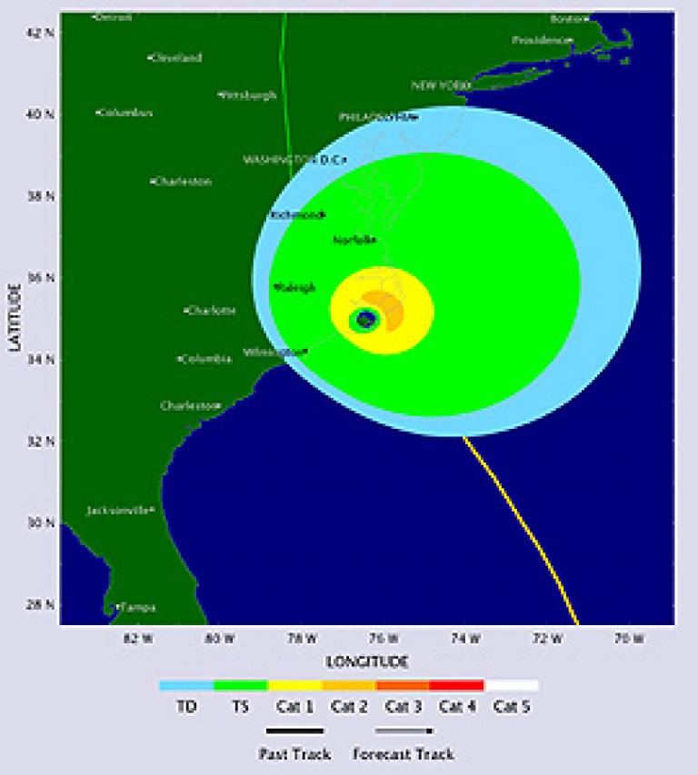 The TSR forecast windfield for hurricane Isabel striking the USA in September 2003