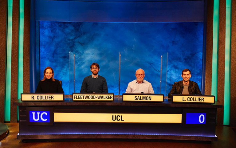 UCL's university challenge team on set