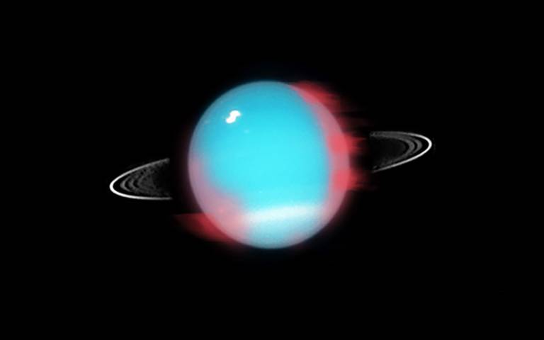 artistic representation of Uranus's infrared aurorae