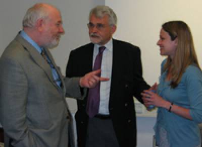 Professor A R Lieberman, Dean of the Faculty of Life Sciences, Professor K M Spyer, Vice-Provost and Dean of the Medical School, and Sarah Eisen