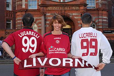 Livorno fans queue on Gower Street