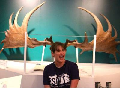 Gemma Bale photographed in front of moose antlers