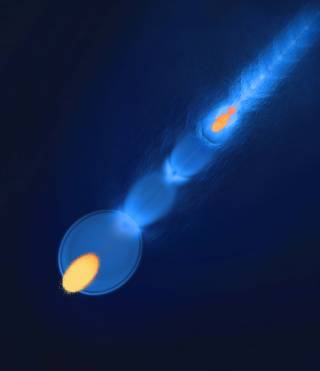 Graphical illustration of a probe-bunch pair sampling a plasma perturbed by the leading bunch: 