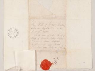 Envelop and seal of Jeremy Bentham will of 1758