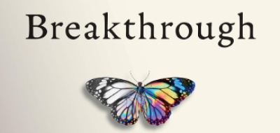 Image of Butterfly with the Book title "Breakthrough" displayed underneath