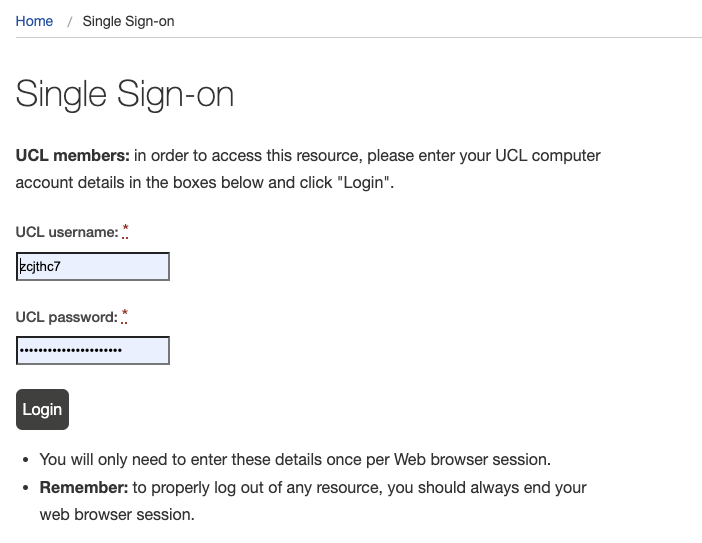 Single Sign-On page