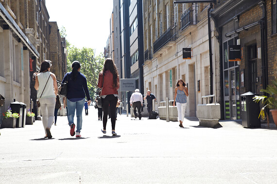 Students walking on Malet Place