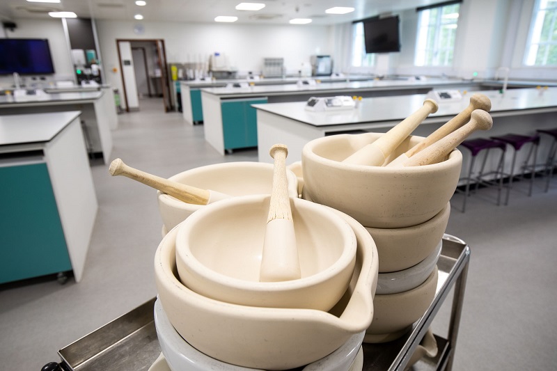 Pestles and mortars in the main teaching laboratory
