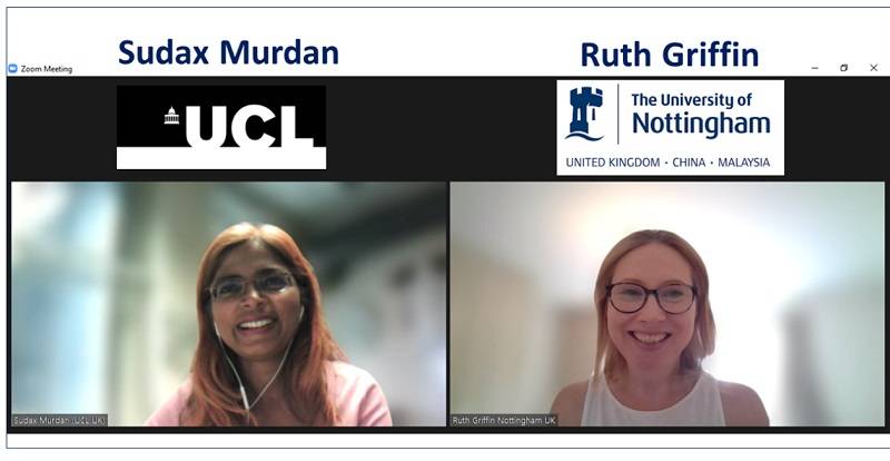 Dr Sudax Murdan and Dr Ruth Griffin in a Zoom session