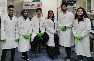 Researchers in Professor Afia Ali's laboratory