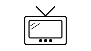 Television set icon - Black and White line drawing