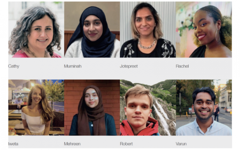 A group of 9 people of different ages, genders and ethnicities. Headshots of our student and staff team who worked on the project