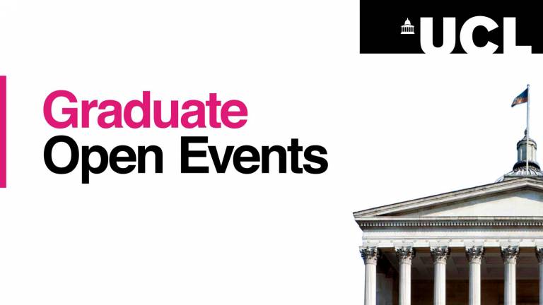 The UCL logo next to text saying "Graduate Open Events".