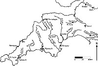 The south-west region as defined for the Palaeolithic Rivers of South-West Britain project.