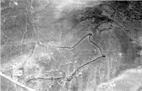 Fig. 1: Kite enclosure in the Azraq area. The long walls which guided the gazelle into the enclosure are just visible (centre left)