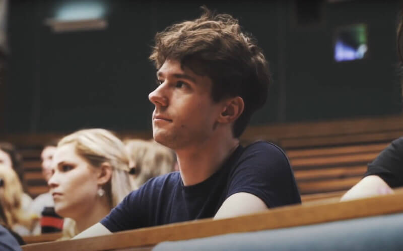 Student in a lecture theatre