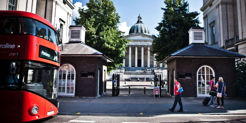 UCL Quad and a red London bus