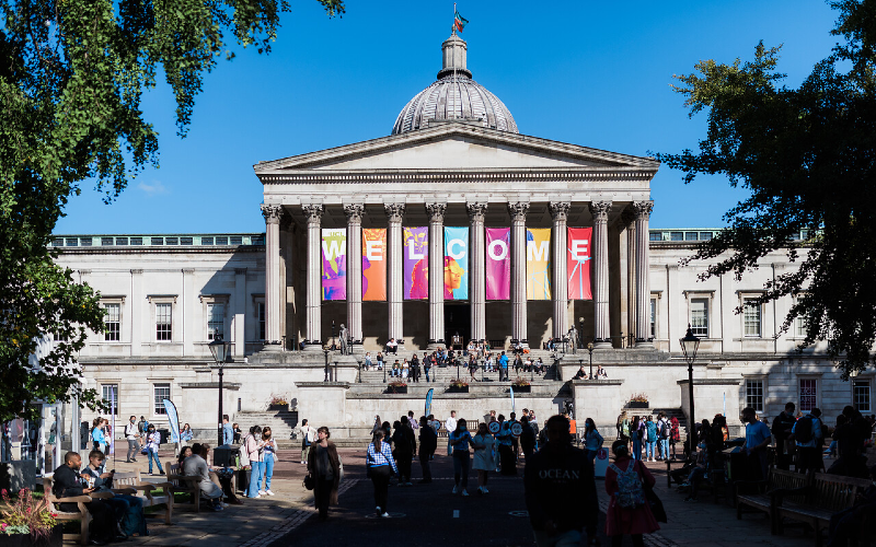 UCL Portico building during welcome week.