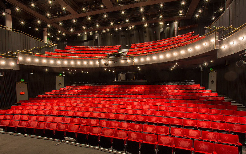 Seats in Bloomsbury Theatre.