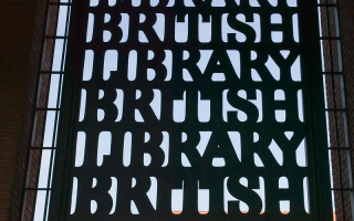 Entrance sign to British Library.