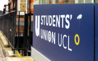 Entrance sign to the UCL student union. 