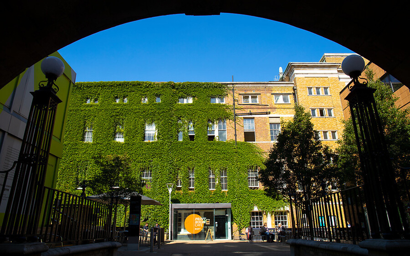 Colour photo of UCL South Quad from Malet Place