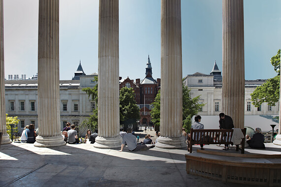 A view of the UCL campus from the portico building