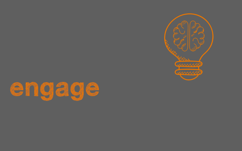 an image of the word engage with a lightbulb graphic 