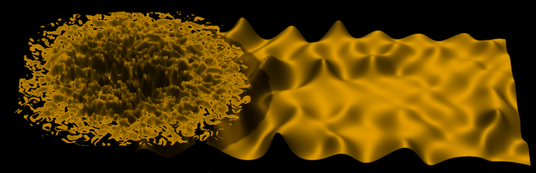 Simulation Image of the quantum wind rippling the quantum fluid of light