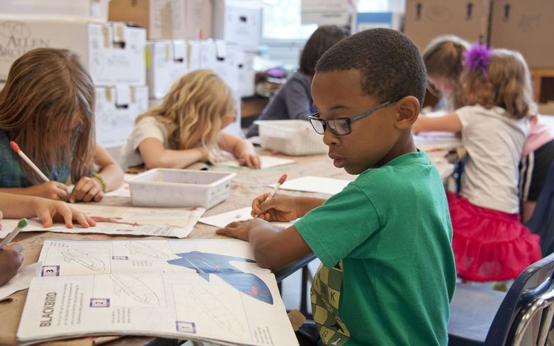 Children working in classroom