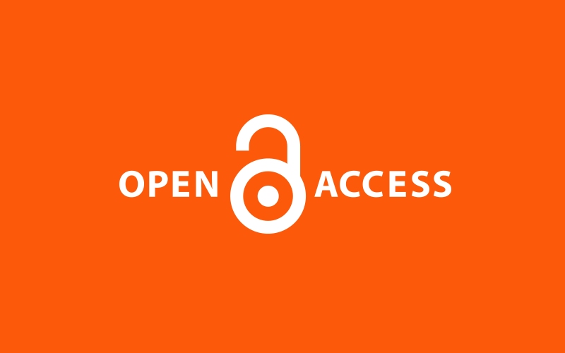 White open access logo on orange background