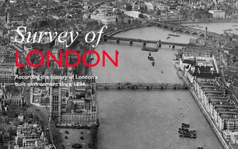 Survey of London Project promotional material. Aerial photo of the River Thames.