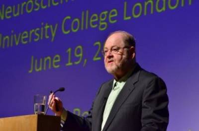 Professor James Rothman delivers the opening address of the 2014 UCL Neuroscience Symposium