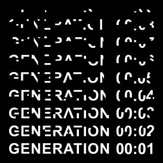 black background with white repeated generation 01 text