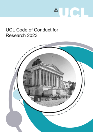 Image of UCL main building and words 'UCL Code of Conduct'
