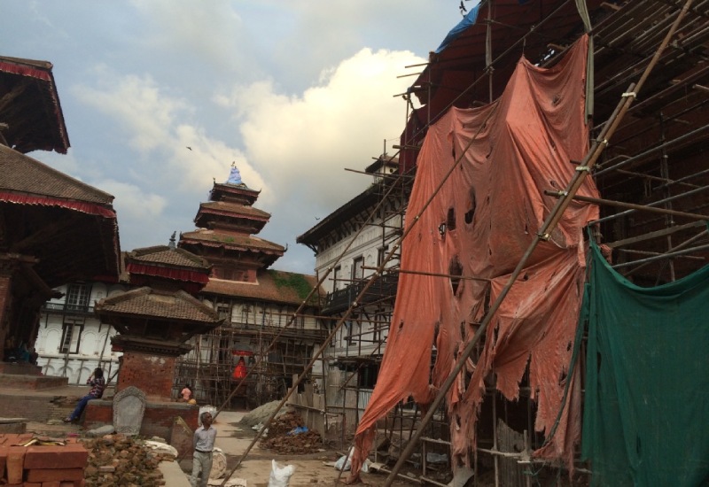 Damaged temples in Kathmandu, Nepal, 2015 earthquake