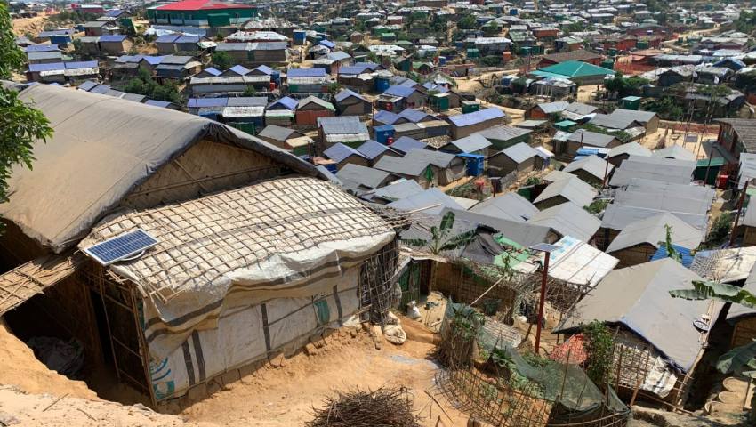view over roofs of rohingya camp